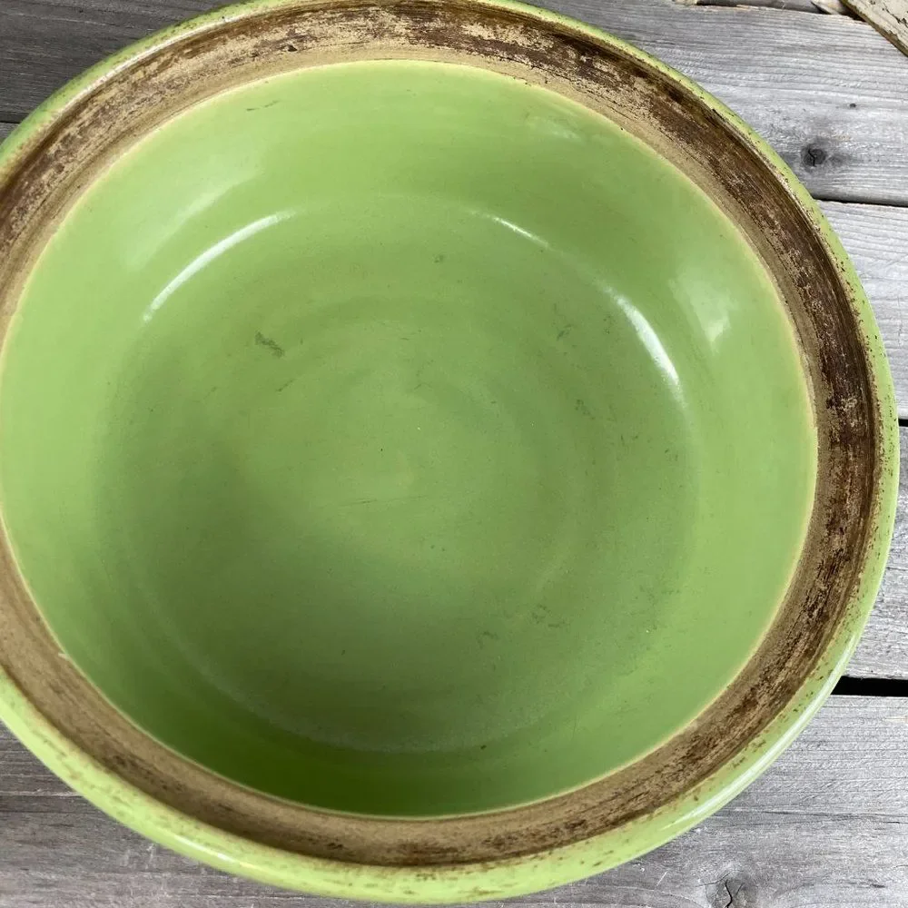 DENBY Stoneware 2 1/2 Qt. Cooking Pot Pan Green And Brown With Handle